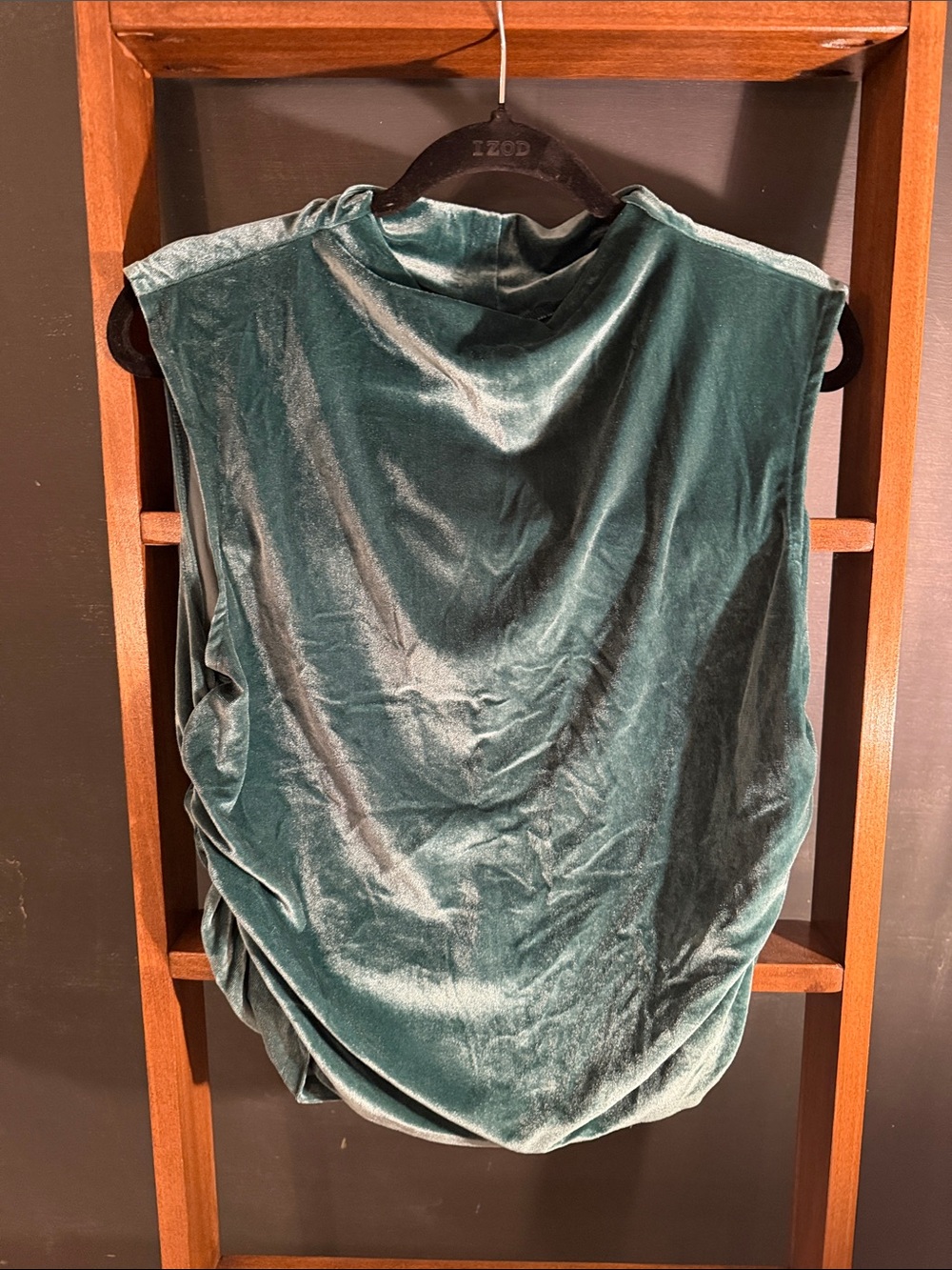 Lux Velvet Sleeveless Top in Deep Green